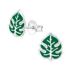 Kids Silver Leaf Stud Earrings