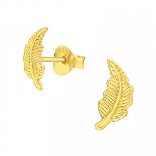 Silver Gold Feather Stud Earrings