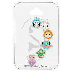 Kids Silver Earrings Set for Girls