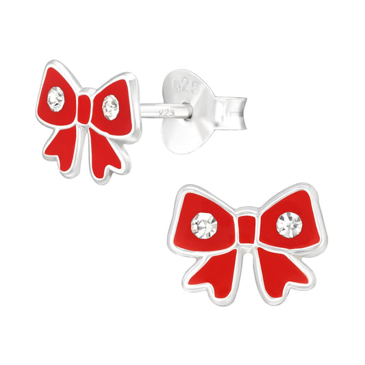 kids Silver Bow Stud Earrings