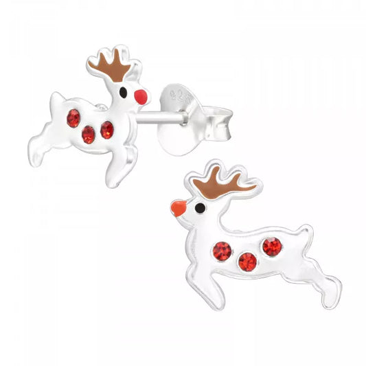 Silver Reindeer Christmas Earrings for Girls
