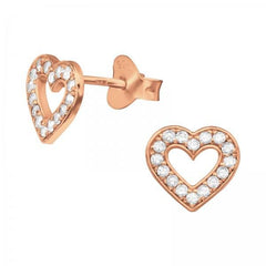 Silver Heart Ear Studs 