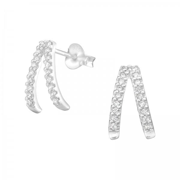 Silver Geometric Stud Earnings