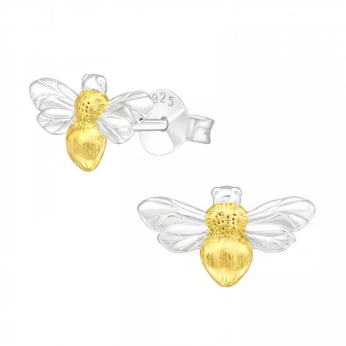 Silver Gold Honey Bee Stud Earrings for Women