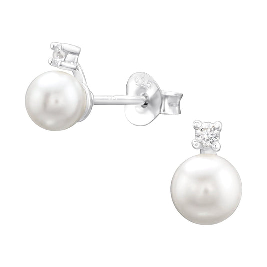 Silver and Pearl Wedding Earrings