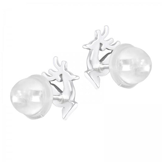 Silver Reindeer Kids Earrings