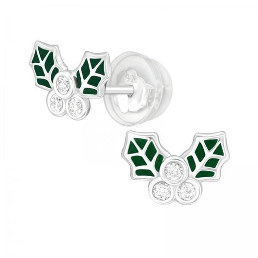 Kids Holly Leaf Ear Studs