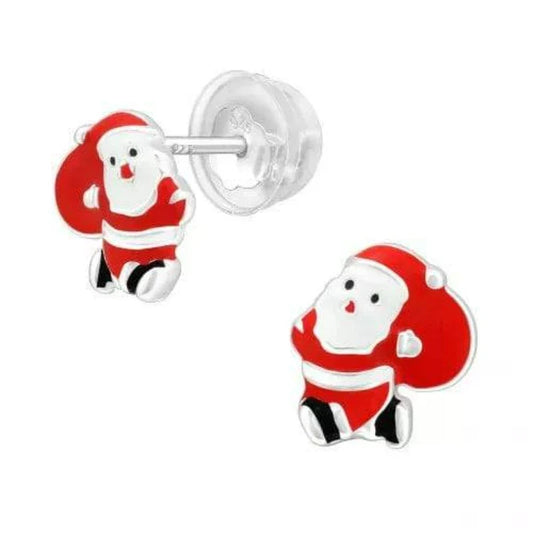 Kids Premium Silver Santa Claus Stud Earrings