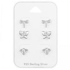  Insect Silver Earrings Set for Kids