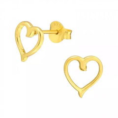 Silver Gold Heart Stud Earrings