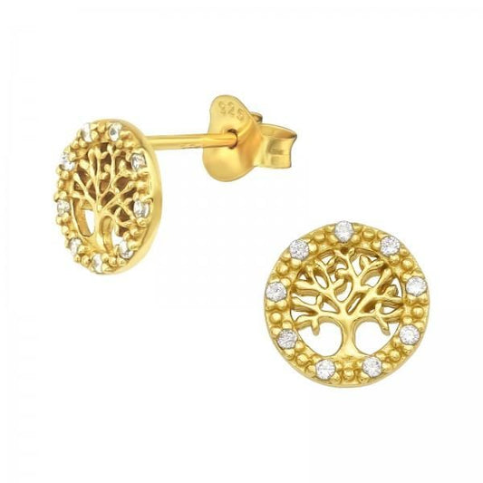 Silver Tree Of Life Ear Studs