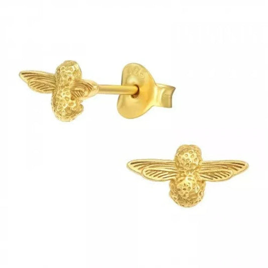 Silver Gold Bee Stud Earrings