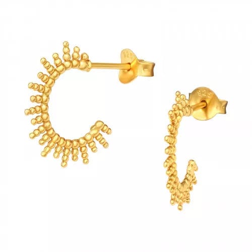 Silver Gold Half Hoop Sun  Stud Earrings