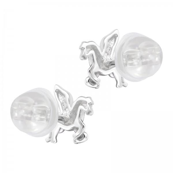 Kids Silver Pegasus Stud Earrings