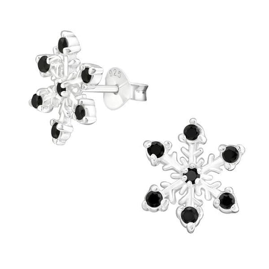 Silver Jet Snowflake Stud Earnings