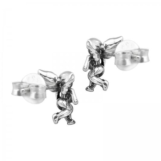 Silver Cupid Stud Earrings
