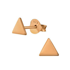 Rose Gold Triangle Stud Earrings