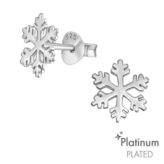Silver Snowflake Platinum Earrings