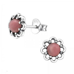 Silver  Flower Stud Earrings