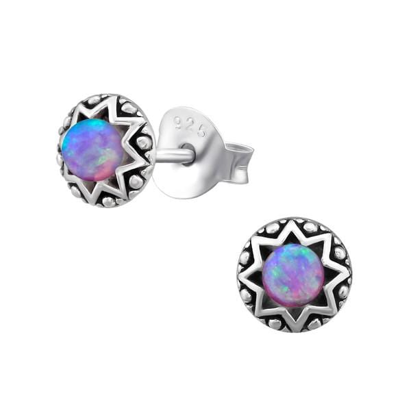 Silver Bubble Gem Opal Stud Earrings