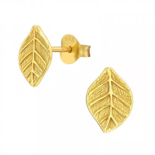 Silver Gold Leaf Stud Earrings