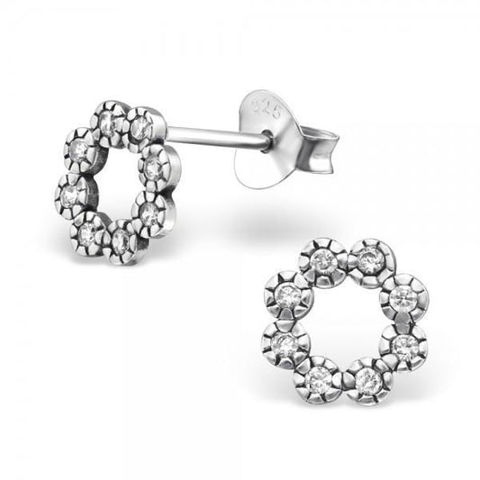 Silver Flower Stud Earrings