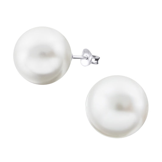 Silver with Glass Pearl Earrings