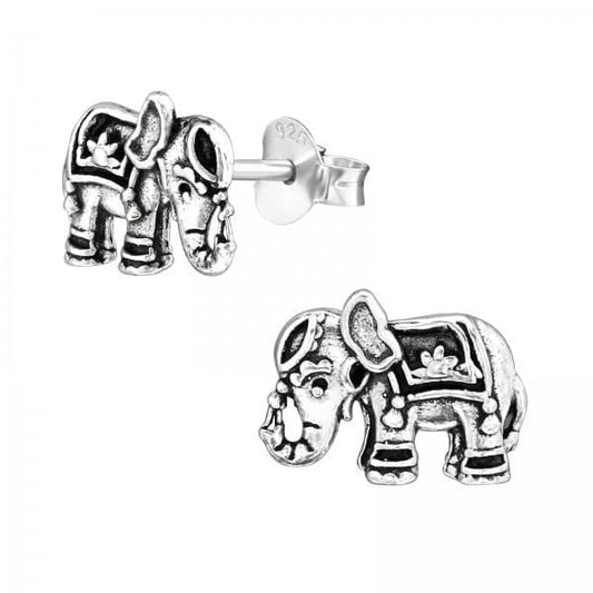 Silver Elephant Stud Earrings