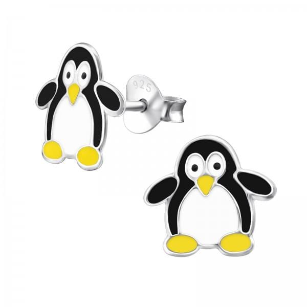 Sterling Silver Kids Penguin Stud Earrings