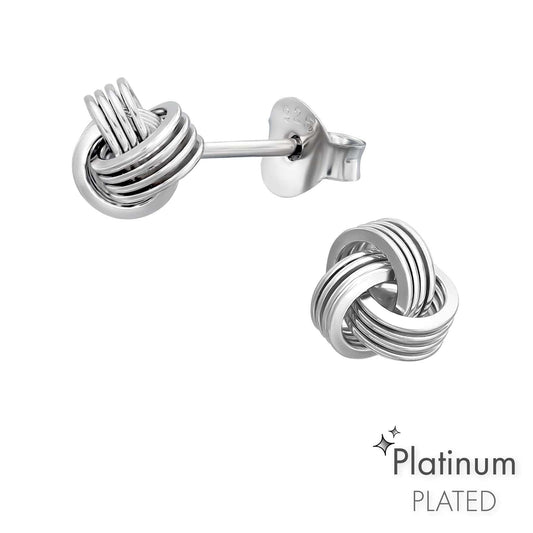 Silver Platinum Knot Earrings