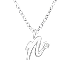 Sterling Silver Cubic Zirconia N Necklace