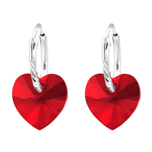 Silver Hanging Heart Hoop Earrings