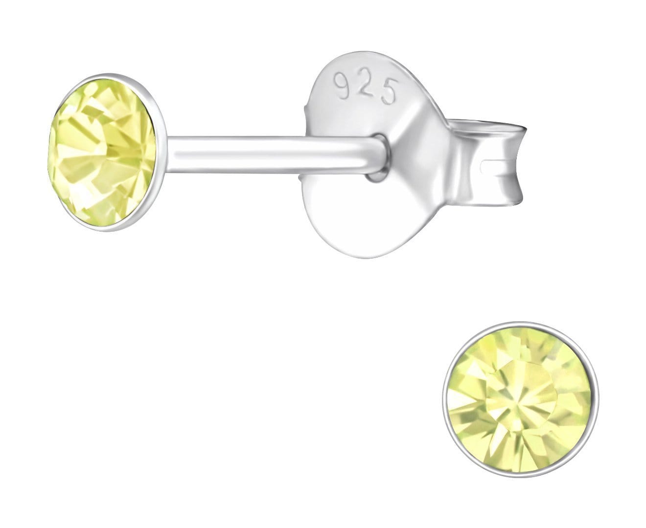 Sterling Silver Round 3mm Jonquil Crystal Ear Studs