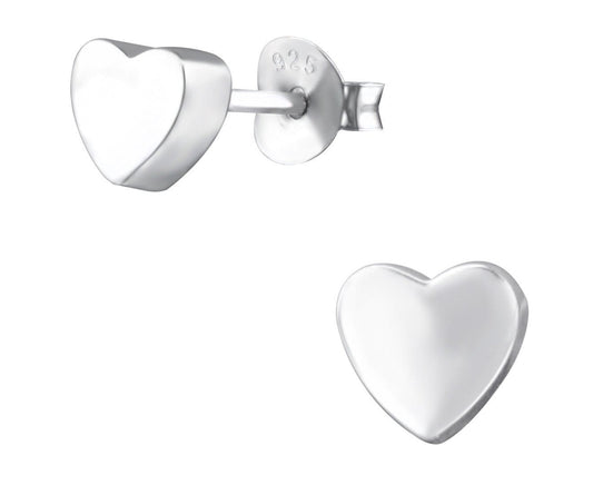 Sterling Silver Heart Ear Studs