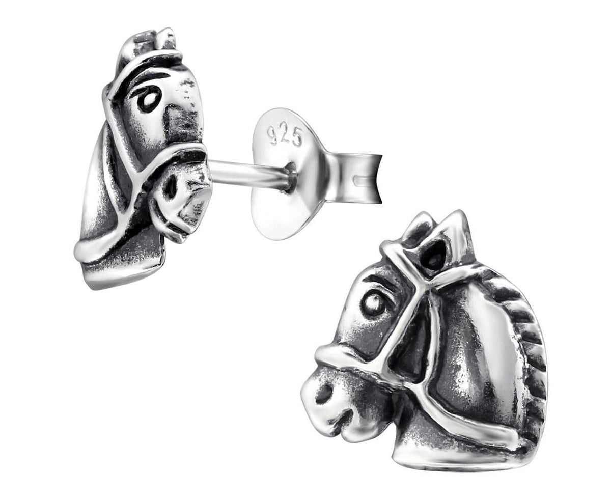 Sterling Silver Horse Ear Studs