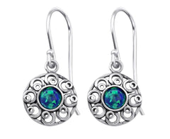 Sterling Silver Flower Earrings With Opal