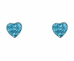 Kids Sterling Silver Crystal Heart Set