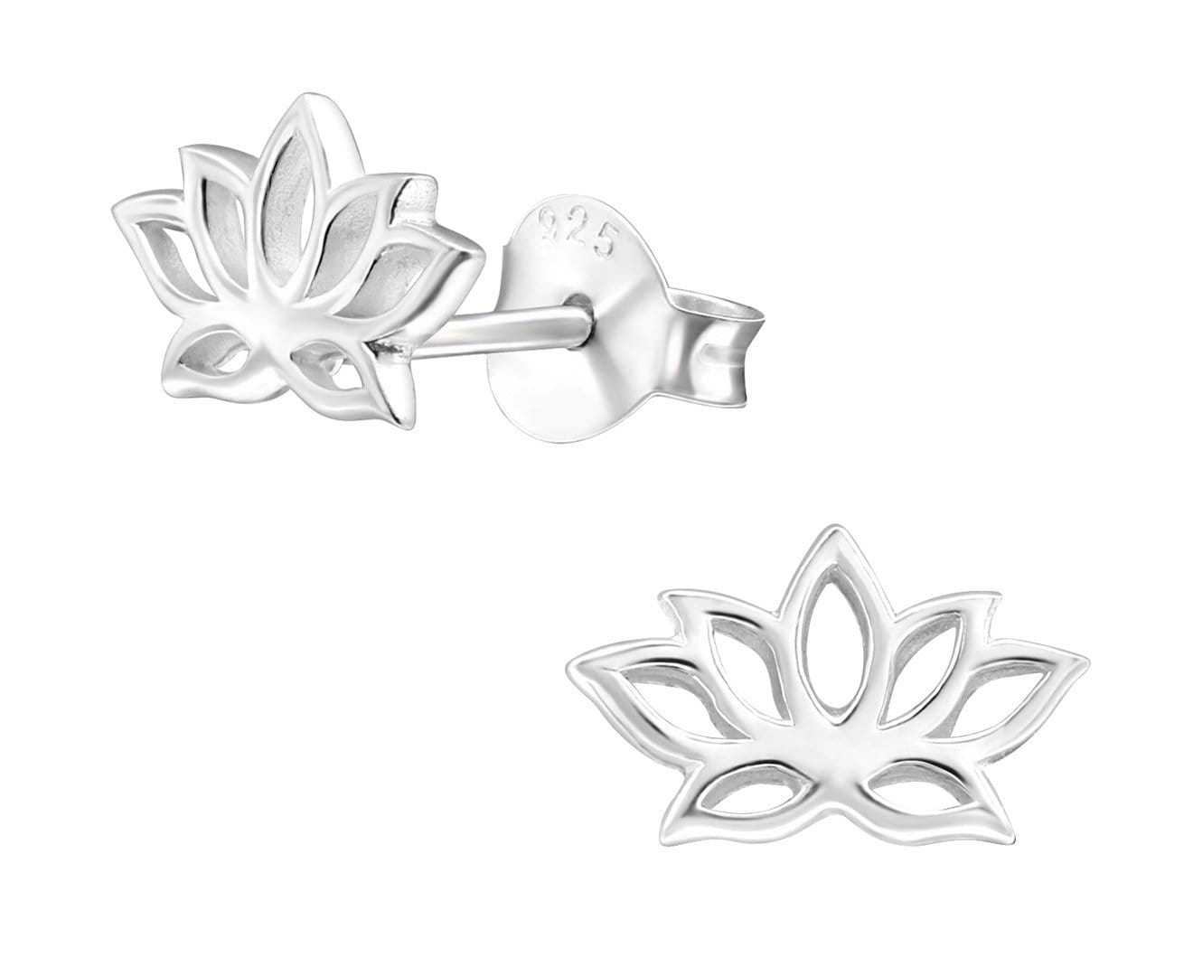 Sterling Silver Lotus Flower Ear Studs