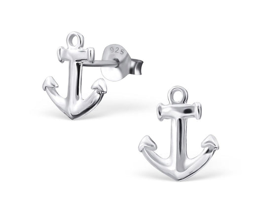 Sterling Silver Anchor Ear Studs