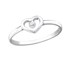 Sterling Silver Crystal Heart CZ Ring