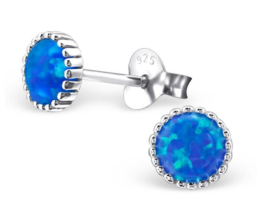 Sterling Silver Pacific Blue Semi Precious Ear Studs