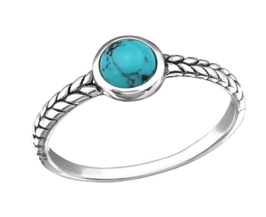 Sterling Silver Blue Turquoise Oxidized Ring