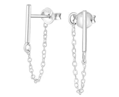 Sterling Silver Hanging Chain Ear Studs