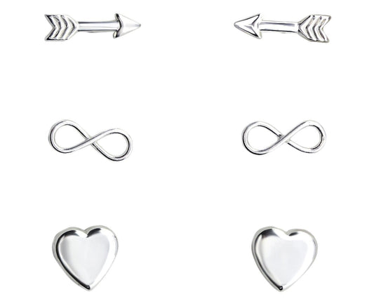 Sterling Silver Love Earring Set