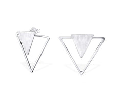 Sterling Silver Triangle Double Earrings