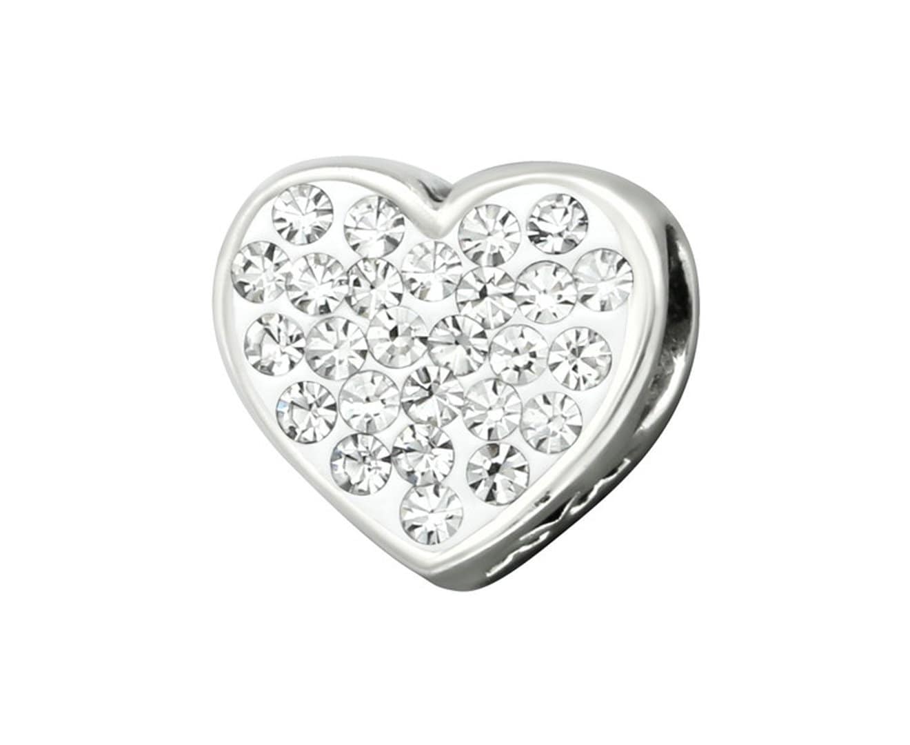 Sterling Silver Heart Positive Jeweled Bead