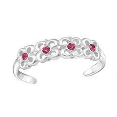 Sterling Silver Flowers Toe Ring