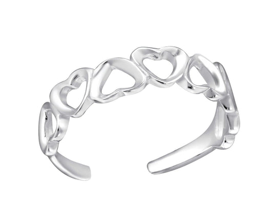 Sterling Silver Hearts Toe Ring