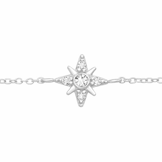 Silver Northern Crystal Star Bracelet with Cubic Zirconia