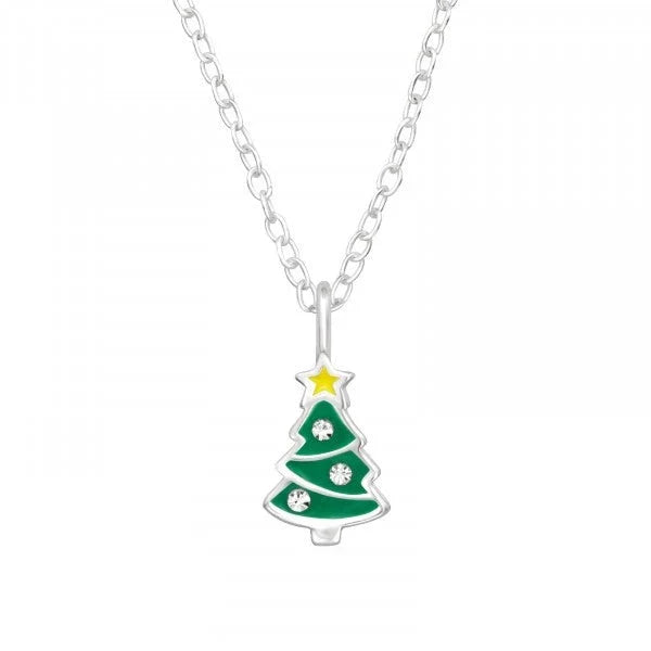 Kids Silver Christmas Tree Necklace